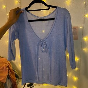 Vintage Blue Front Tie Top